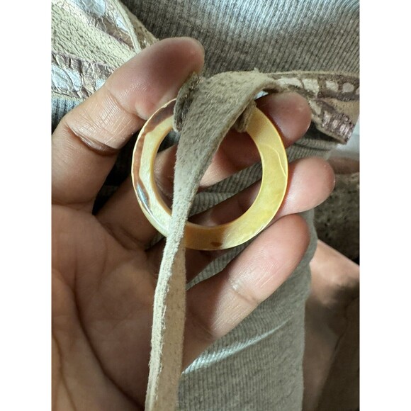 Vintage Soft Leather Belt w/ Ceramic Buckle Hand Painted 1980’s Bohemian Floral - Picture 8 of 9